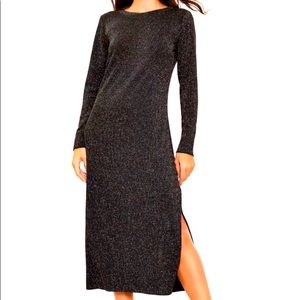 Loft Shimmer Long Sleeve Midi Dress